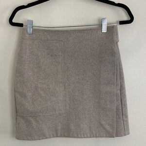 COS  Wool Cashmere Wrap Mini Skirt Neutral Taupe Gray size 6
